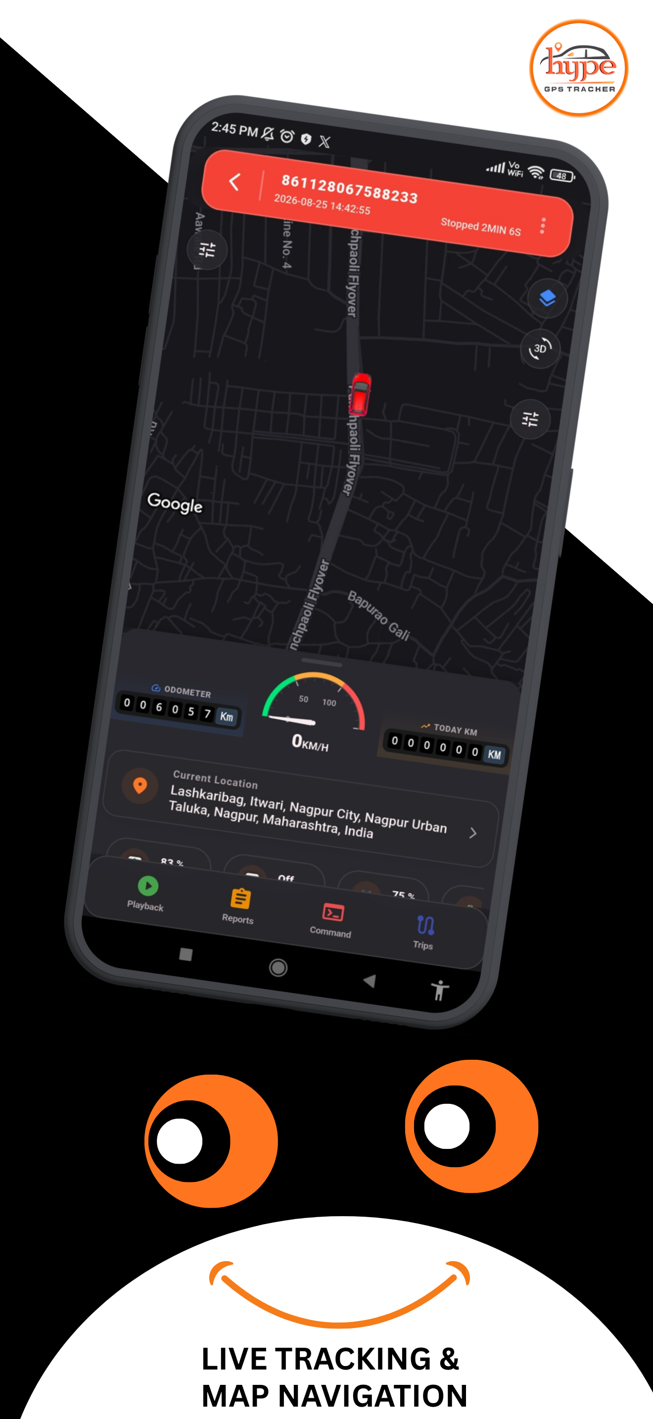 Live tracking and map navigation in the Hype GPS app